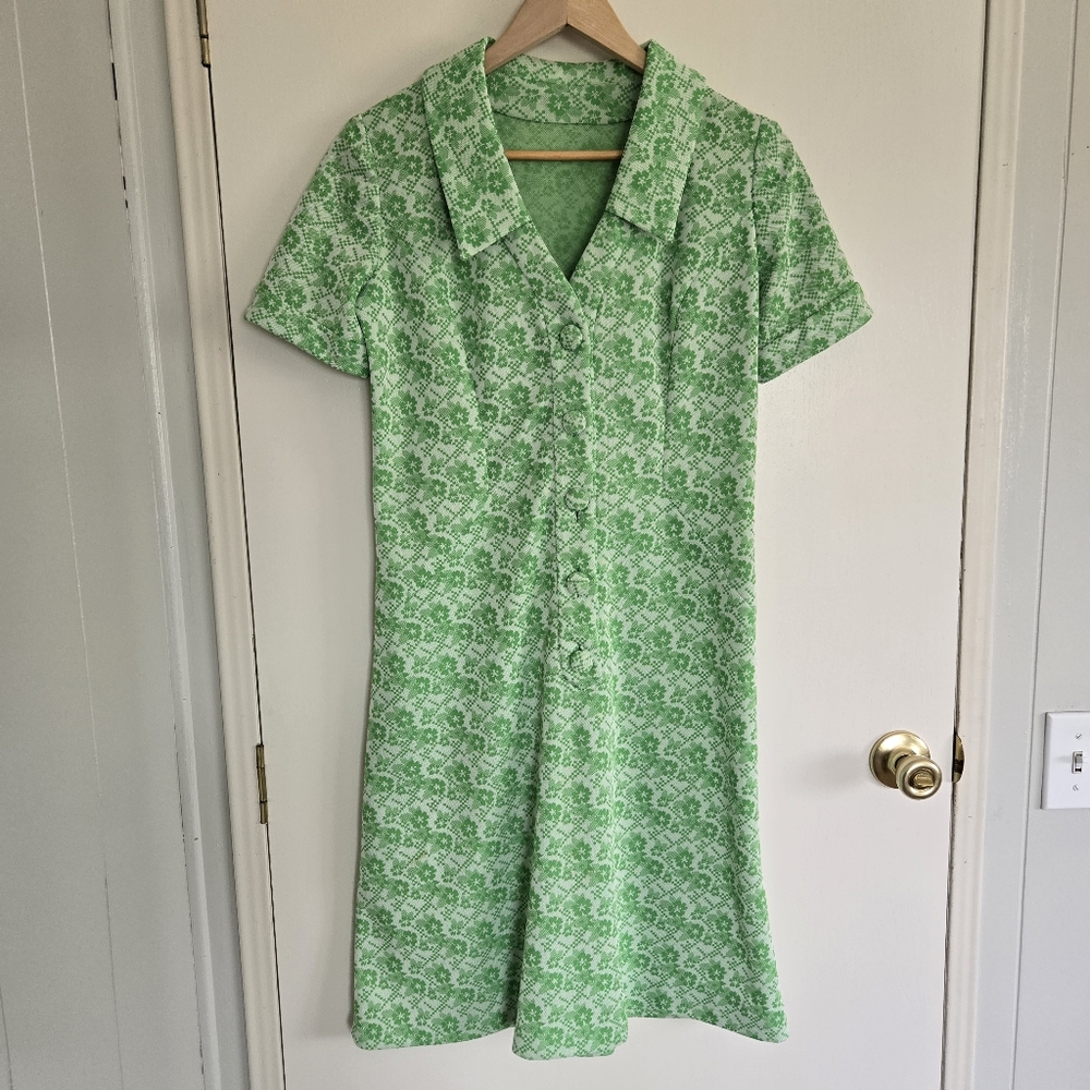 Green Floral Women's Dress Handmade